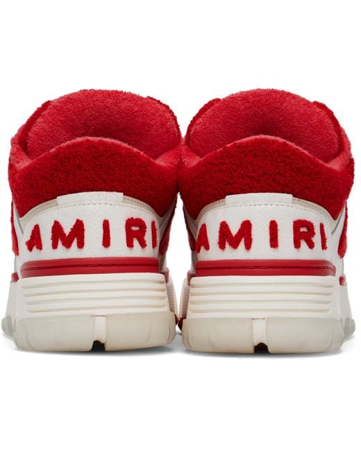 メンズ Amiri ホワイト＆レッド Varsity Ma-1 スニーカー Black