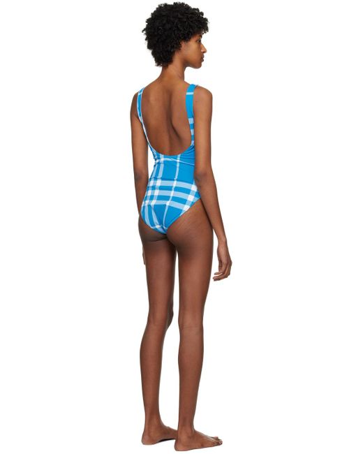Burberry Black Blue Check One-piece Swimsuit