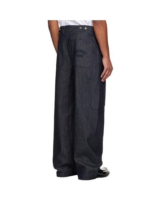 Givenchy Blue Herringbone Denim Cargo Pants for men