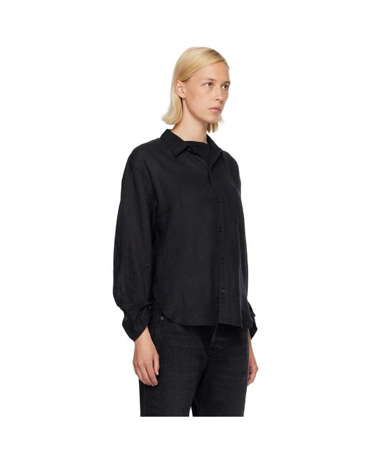 Citizens of Humanity Black Kayla Shrunken Linen Shirt