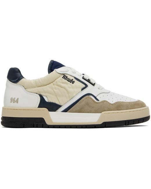 Rhude Leather White & Navy Racing Sneakers for Men | Lyst
