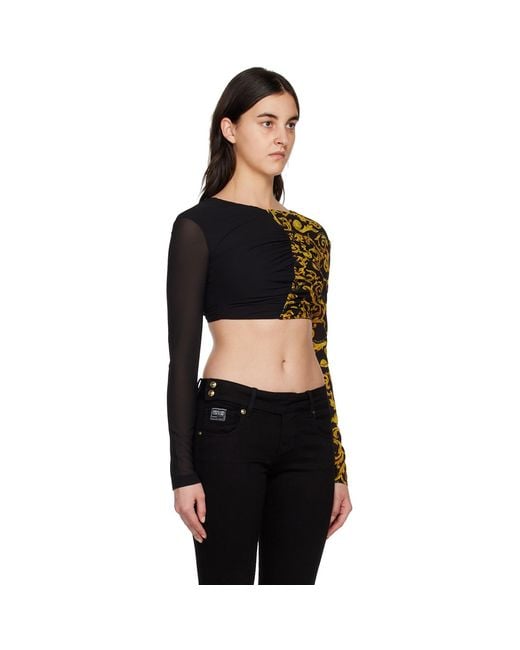 Versace Jeans Couture Black & Yellow Cropped Blouse