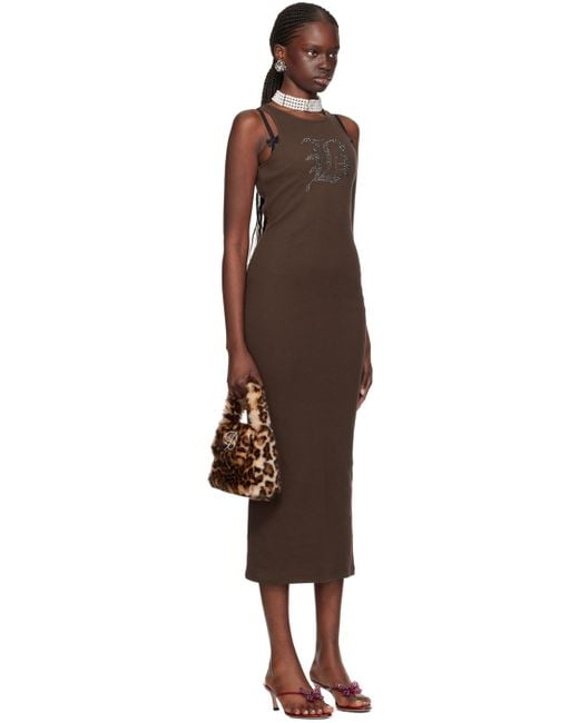 Blumarine Black Brown Graphic Midi Dress