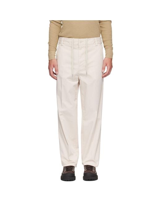Moncler Natural Off- Tailored Cotton Trousers for men