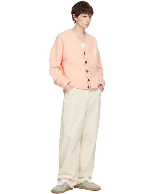 AMI Pink Alpaca Ami De Coeur Cardigan for men