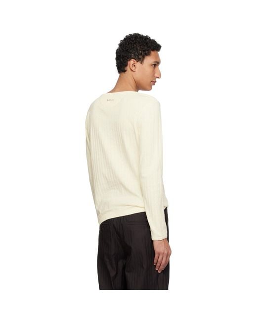 Paul Smith Black Cotton-Linen Boat Neck Long-Sleeve T-Shirt for men