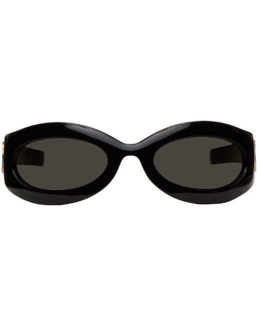 Gucci Oval Sunglasses in Black Lyst UK