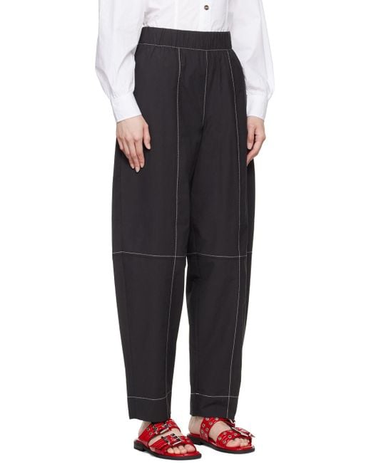Ganni Black Elasticated Curve Trousers