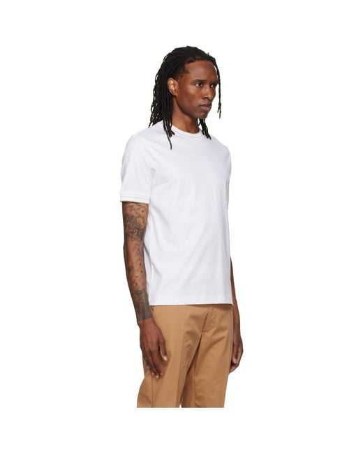 Boss White Crew Neck Slim-Fit Cotton T-Shirt for men