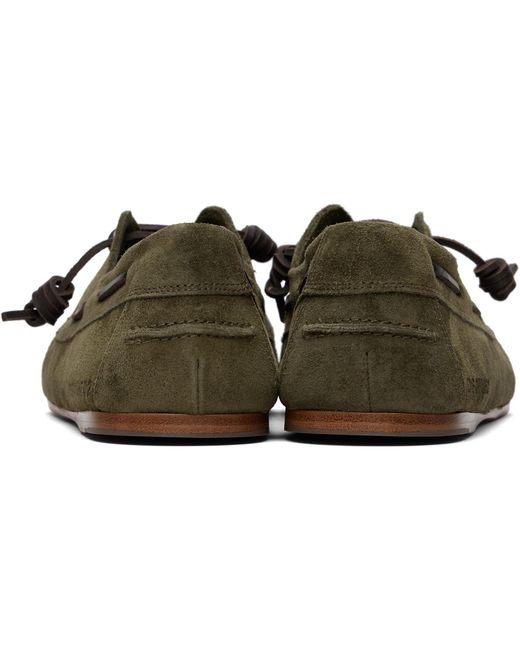 DSquared² Black Khaki Embossed-Logo Boat Shoes for men