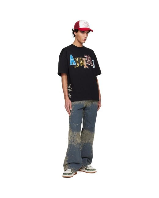 Amiri Black Varsity Patch Oversized T-Shirt for men