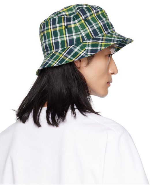 A Bathing Ape Green Check Bucket Hat for men