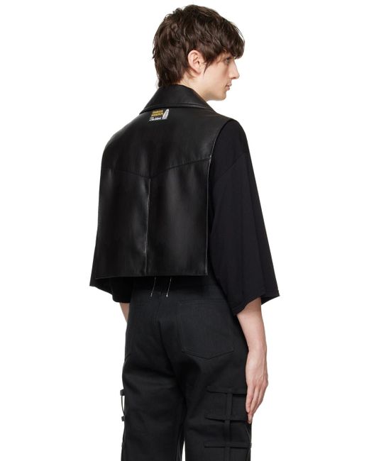 TAKAHIROMIYASHITA The Soloist Black Motorcycle Dickie Faux-leather Vest for men