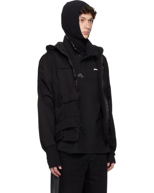 PROTOTYPES Black Toggle Hoodie for men