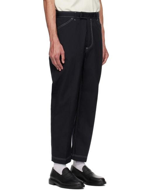 メンズ Thom Browne ネイビー Typewriter Cloth テーパード チノパンツ Black