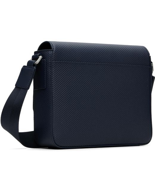 Lacoste Blue Chantaco Leather Messenger Bag for men