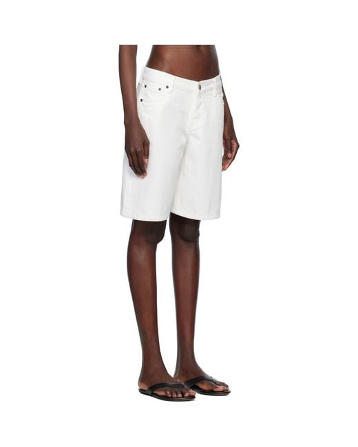 Still Here White Stoop Denim Shorts