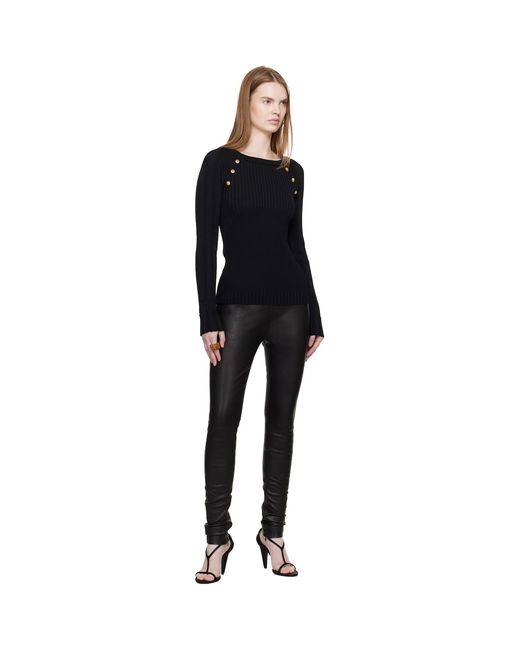 Balmain Black Knit Buttons Sweater