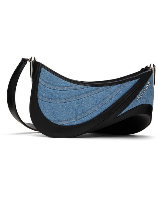 Mugler Black & Blue Medium Denim Spiral Curve 01 Bag