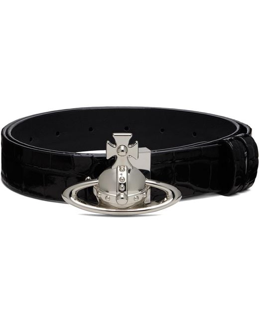 Vivienne Westwood Black Orb Buckle Belt for men