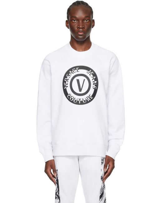 メンズ Versace ホワイト レターvエンブレム スウェットシャツ Black