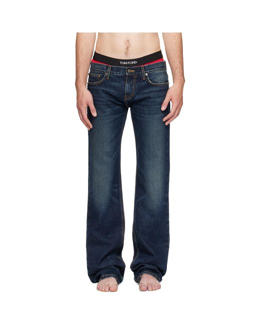 Raimundo Langlois Blue Slim Straight Jeans for men