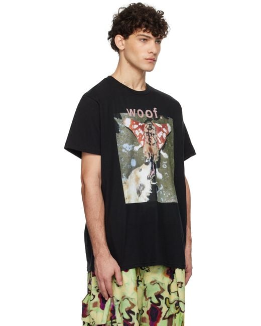 メンズ Collina Strada ブラック プリントTシャツ Black