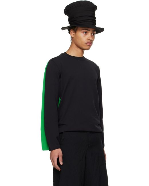 T-shirt à manches longues étagé noir et vert Comme des Garçons pour homme en coloris Black