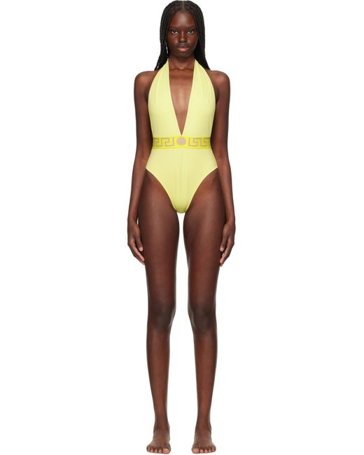 Maillot De Bain Vita Jaune En Lycra À Logo Versace en coloris Black