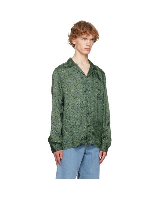 Dries Van Noten Green Viscose Twill Shirt for men