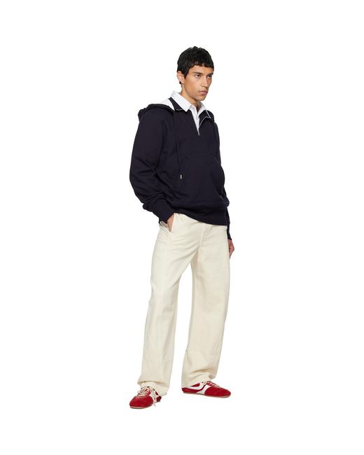 Dries Van Noten Blue Half-Zip Hoodie for men
