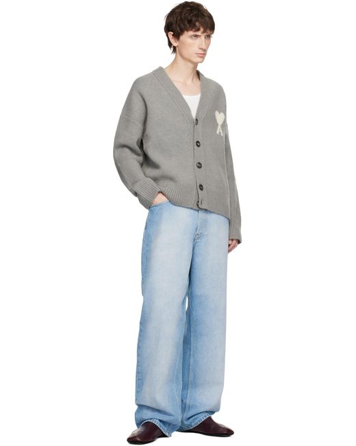 AMI Gray Alpaca Ami De Coeur Cardigan for men