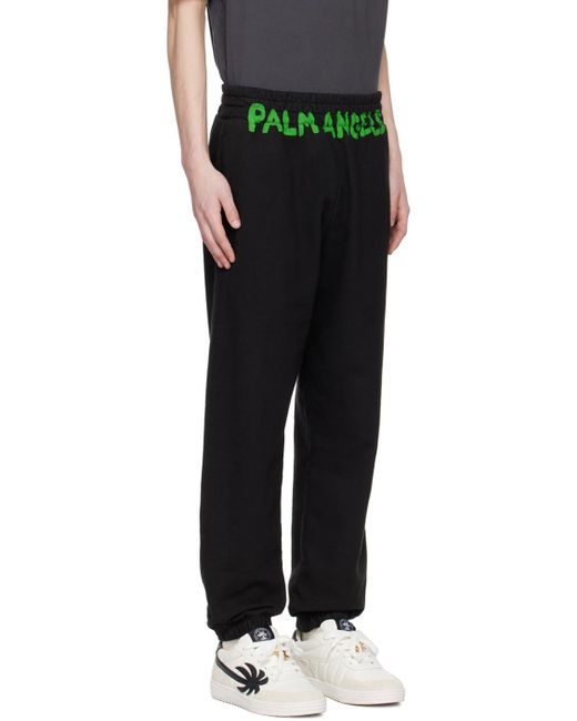 Palm Angels Black Printed Sweatpants for men