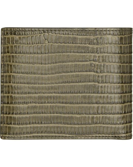 Tom Ford Green Khaki T Line Classic Bifold Wallet for men
