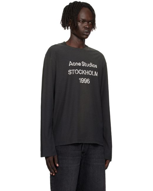 Acne Black Logo Relaxed Fit T-Shirt for men
