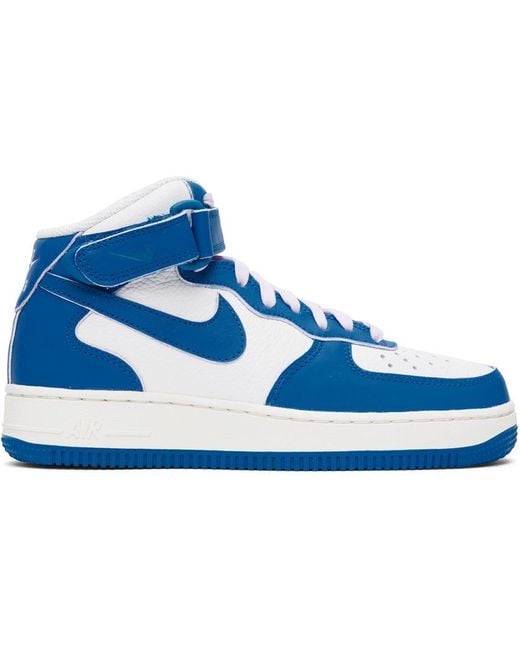 Nike White & Blue Air Force 1 '07 Mid Sneakers