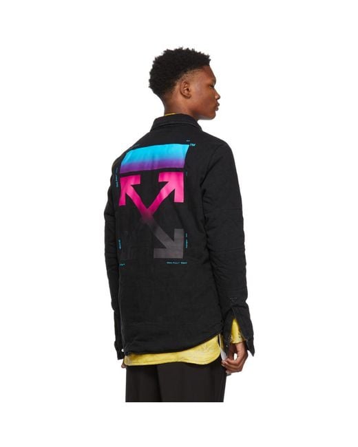 Off-White c/o Virgil Abloh Black Denim Gradient Puffer Jacket for