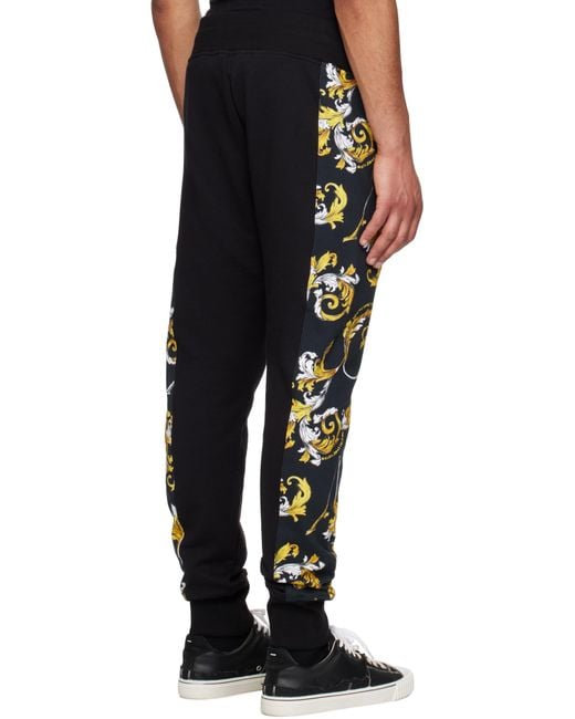 メンズ Versace Jeans Couture ブラック グラフィックトリム スウェットパンツ Black
