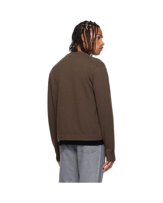 J.W. Anderson Brown Contrast Layered Cardigan for men