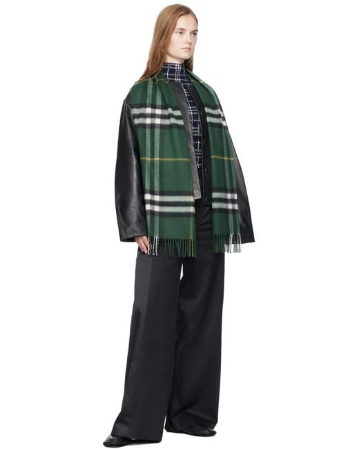 Burberry Green Check Cashmere Scarf