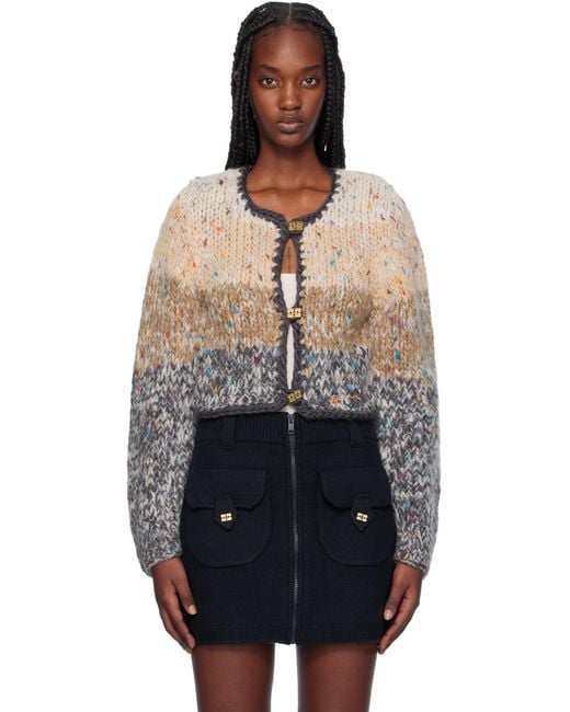 Ganni Black Hand-Knit Cropped Cardigan
