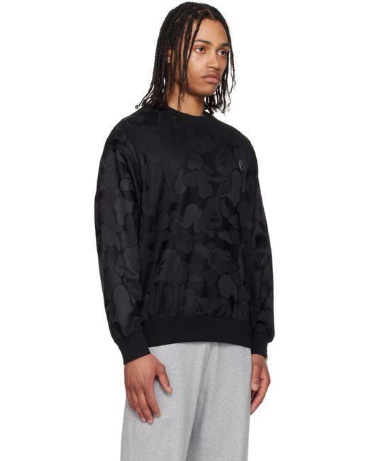 A Bathing Ape Black Solid Camo Jacquard One Point Sweatshirt for men