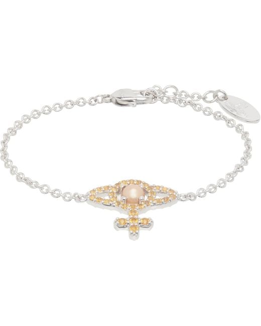 Vivienne Westwood Metallic Olympia Faux-Pearl Chain Bracelet for men