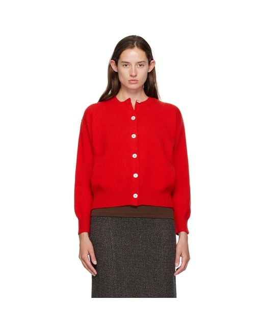 &Daughter Red Ada Crewneck Cardigan