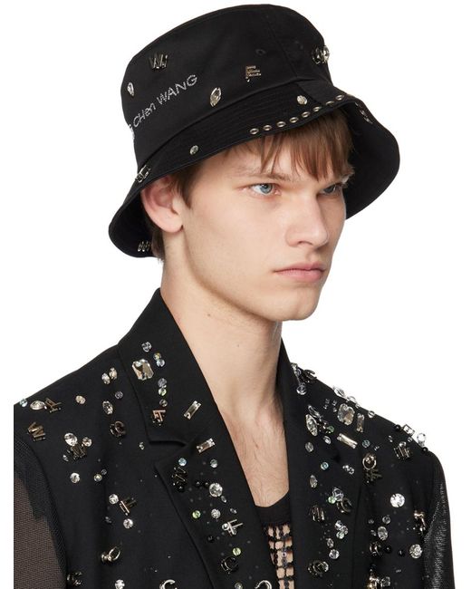 Feng Chen Wang Black Decorated Bucket Hat for men