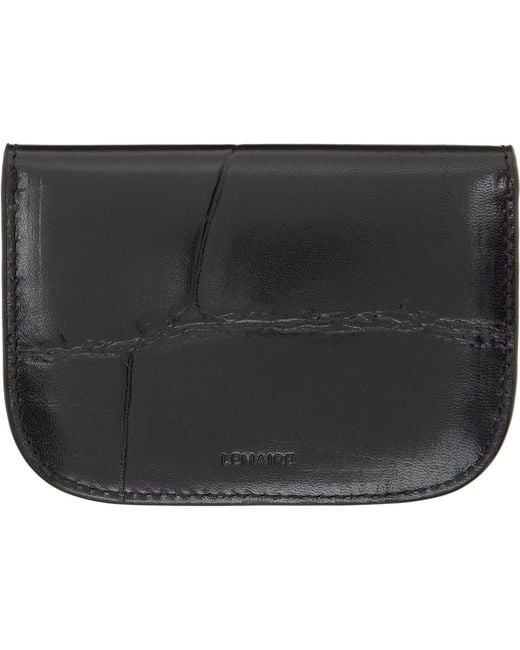 Lemaire Black Soft Tab Card Holder for men