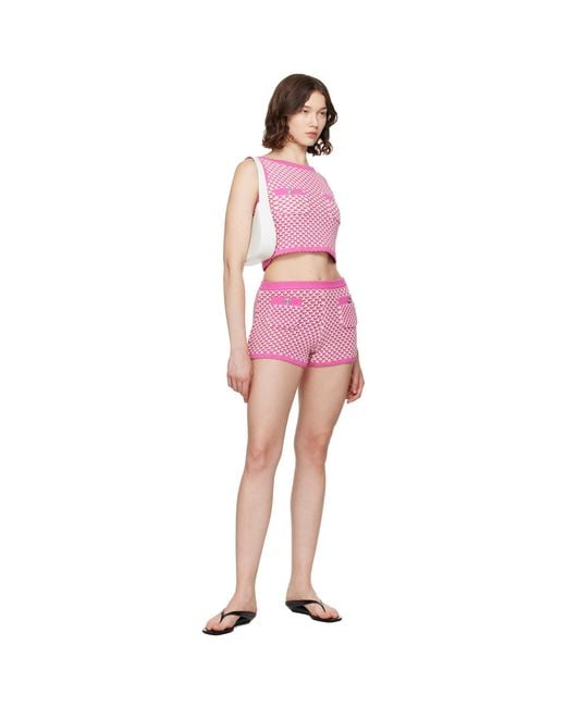 Versace Pink Crochet Knit Shorts