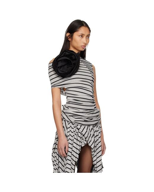 VAQUERA Black Striped Corsage Top