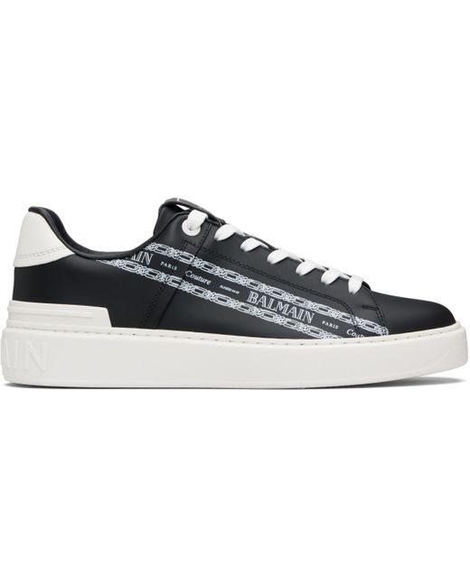 Balmain Black B-Court Printed Calfskin Sneakers for men