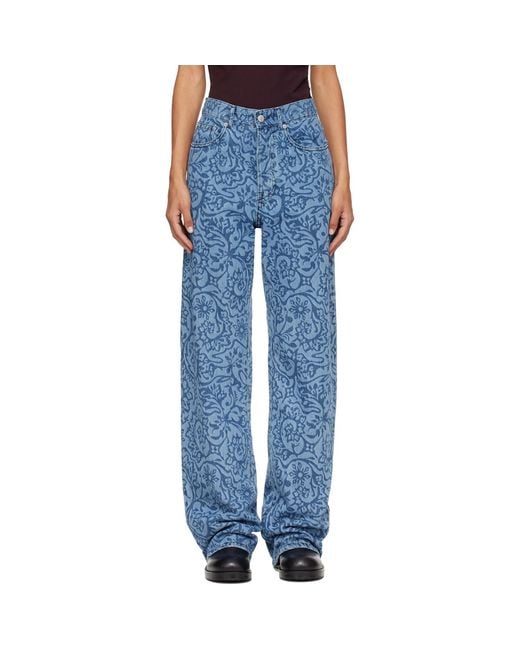 Dries Van Noten Blue Floral Jeans